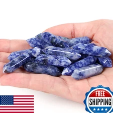 10 Blue White Sodalite Crystal Wands Polished Healing Stones Bulk Natural