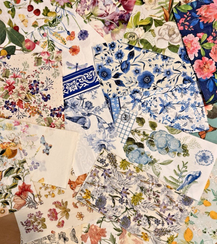 Lot of 23 Beautiful Botanical Floral Paper Napkins for Decoupage Crafting