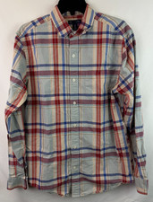 Gap Blue Red Slim Fit Plaid Long Sleeve Button Up Shirt Men's Size Medium