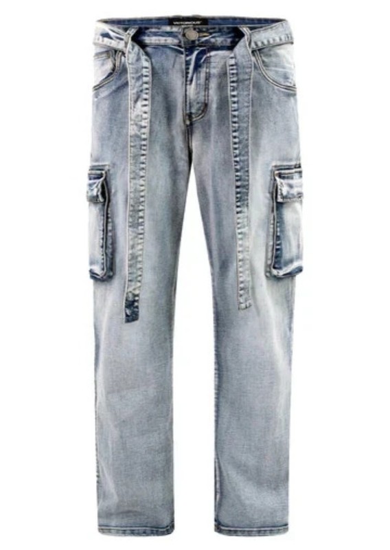 38 x 34 Victorious Men's Casual BAGGY Fit CARGO Denim Jeans