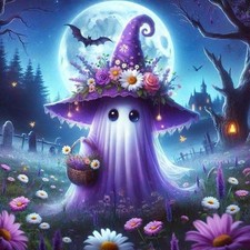 Halloween Ghost Flower Diamond Painting Kit for Adults 5D Art