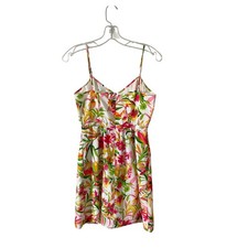 J. Crew Tropical Floral Pocket Strap Mini Dress Cream Pink Green Size 2