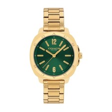Coach Kitt Womens Gold-tone Stainless Steel Green Dial Quartz Watch 14504535