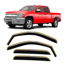 in-Channel Window Rain Guards Fit Fit for 2007-2013 Silverado/Sierra Crew Cab