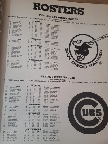 1984 NLCS San Diego Padres vs Chicago Cubs Program Garvey Sandberg Gwynn - Picture 2 of 2