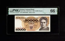 Poland 20000 ZLOTYCH 1989 Serie **AM6729383** Certified PMG 66 EPQ  Gem UNC