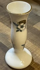 Lord Nelson Pottery Bud Vase England White & Blue Flowers