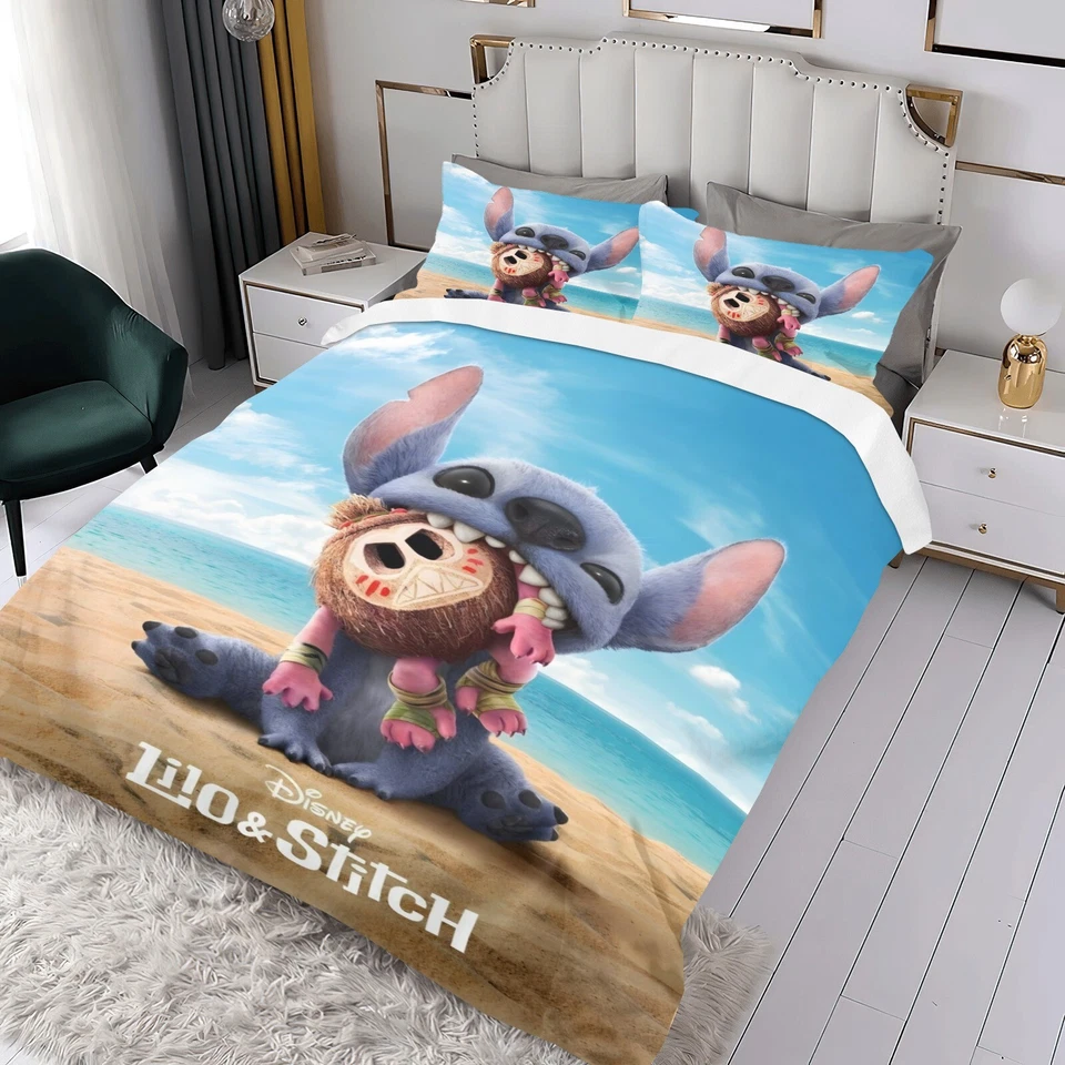3Pcs Bedding Sets Lilo & Stitch Duvet Cover Sets All Season for Kids Lightweight - Image 3 of 4