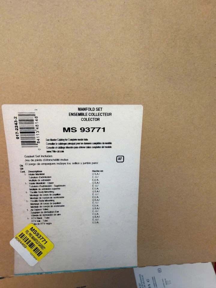 Juego de juntas de colector de admisión Fel-Pro MS 93771 para 86-92 Bronco II Ranger Scorpio Foto 2 de 2