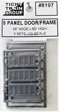 HO Scale Tichy Train Group 8197 5-Panel Door w/Separate Frame pkg( 3)