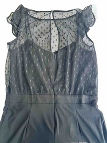 Julia Jordan W Black Jumpsuit Size 4 Polka Dots  Mesh Top Wide Leg Stretch