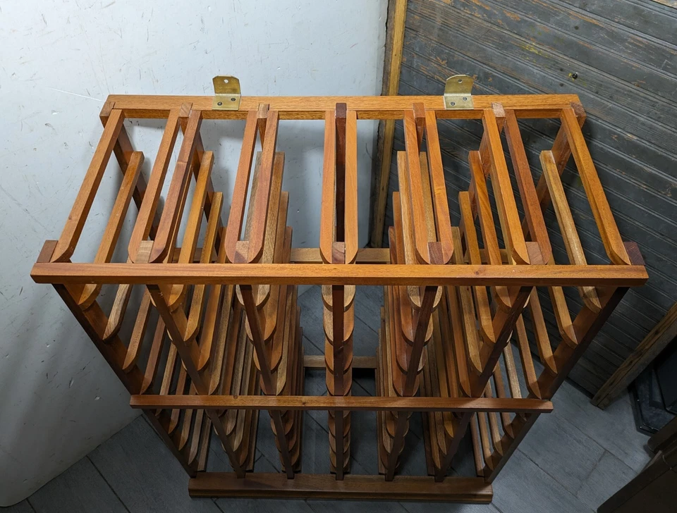 Vintage Solid Teak Wood Wine Bottle Rack - Holds 54 - Mid Century Modern - Image 3 of 4