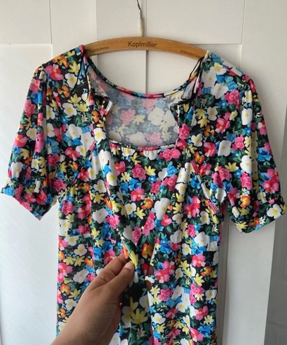 Womens Plus Size 14 Uk Midi Floral Short Sleeve Dress - Picture 4 of 5