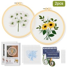 2 Set Beginner Embroidery Kit Art Craft Sewing Set DIY Cross Stitch Starter