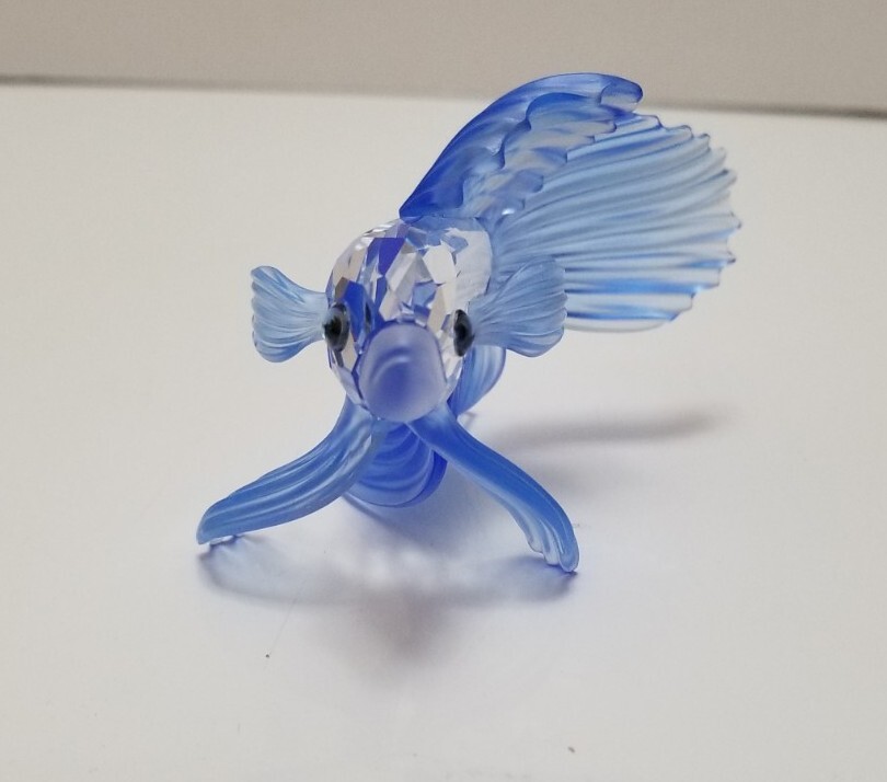 SWAROVSKI CRYSTAL FIGURINE SIAMESE FIGHTING FISH BLUE COLORED 7644