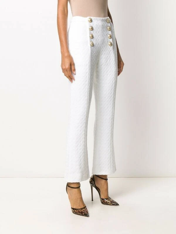 Pantalón Balmain Cropped Tweed Acampanado Talla 44 $1350
