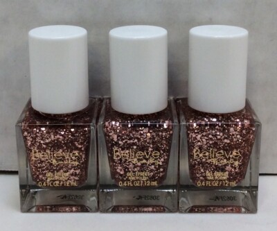 Believe Beauty Gel Effect Nail Polish, Gold Rose, 0.4 Oz, Lot of 3, Ships Free