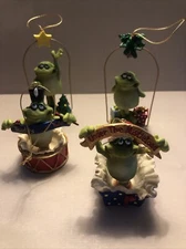 Russ Berrie & Co Frog Toadily Cool Yule Ornament Qty 4 Designed By Doug Harris