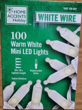 Home Accents 100 Warm White Mini LED Lights on White Wire New