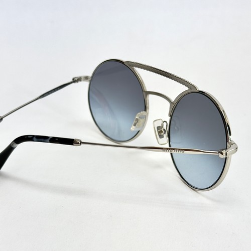 MIU MIU SOCIETE MU52VS CRYSTAL Bar Silver Blue Round Metal Runway Sonnenbrille 52V - Bild 2 von 10