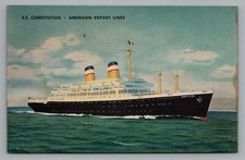 Postcard S.S. Contitution American Export Lines Linen Completely Airconditioned