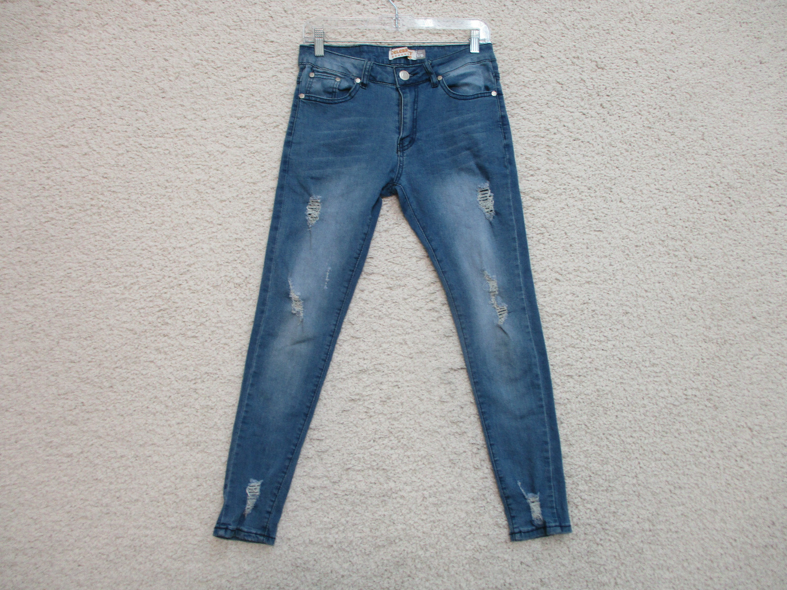 Celebrity Ace Jeans 5 Womens Juniors Size Blue Denim Skinny Stretch Distressed