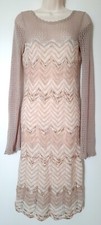Free People Crochet Knit Chevron Bell Sleeve Scoop Open Back Dress Size M