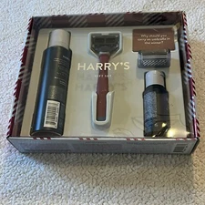 Harry's Red Handle Razor Shave Gel Post-Shave Balm Cover Gift Set For Men NEW