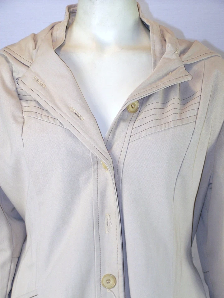 Chaqueta forrada con capucha larga vintage beige Sears para mujer talla mediana 8 10 Foto 2 de 4