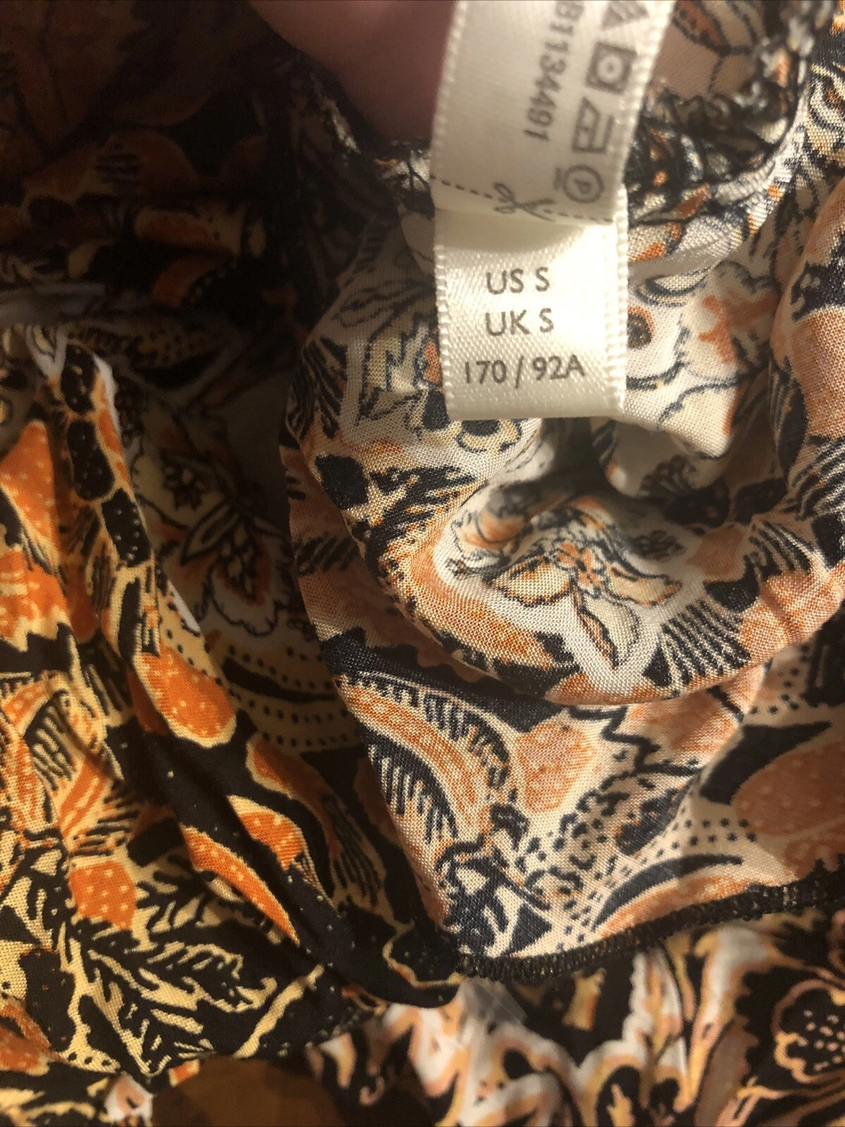 PALM ANGELS Abito basso Free People Intimately Maxi Hi taglia S nero arancione floreale smockato nuovo con etichette