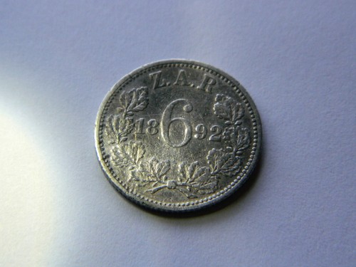 1892 6 Pence Silver .925 - South Africa - mintage only 28300 - very rare - AU - Picture 8 of 11