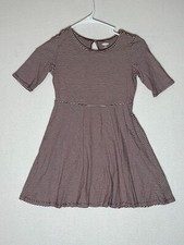 Old Navy Maroon White Striped Short Sleeve A-Line Dress Girls Medium 8