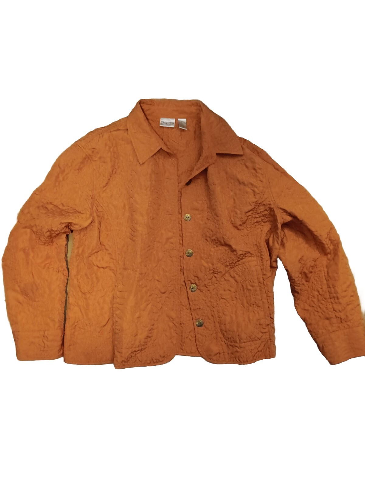 Chicos Size 3 Orange Jacket Polyester - image 1