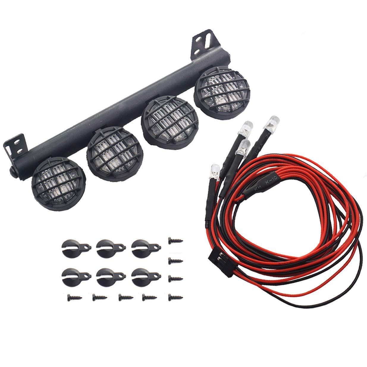 ShareGoo RC 4Led LED Light Bar Headlight Metal Roof Lamp Compatible with Trax...