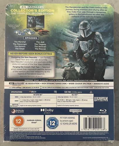 STAR WARS - The MANDALORIAN Complete Second Season 2 New 4k Ultra HD + Blu Ray - Picture 2 of 2