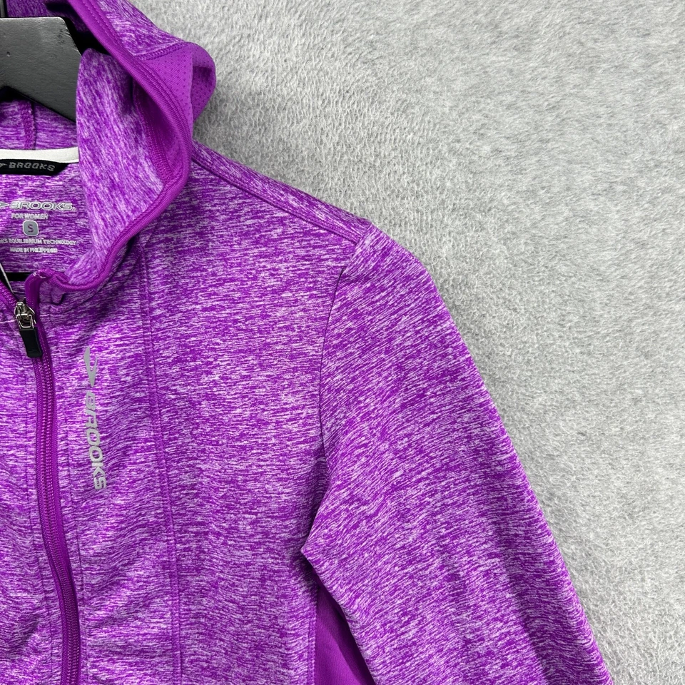 Brooks Jacket Womens Size Small Purple Long Sleeve Hooded Running Full Zip - Image 4 of 4