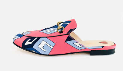 S*K様 値下げ❤❤ Gucci 432773 フラワープリント ミュール/スリ Gucci Princetown Women Wallpaper cube Mule slip ons size 7 37
