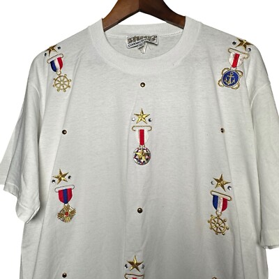 Studz Connection Vintage T Shirt Nautical Embroidery Embellished Men s XL USA