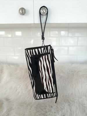 Talbots Genuine Leather Zebra Print Craft Hair Clutch/Wristlet