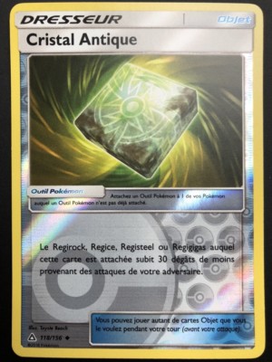 Carte Pokemon CRISTAL ANTIQUE 118/156 REVERSE Soleil et Lune 5 SL5 FR NEUF