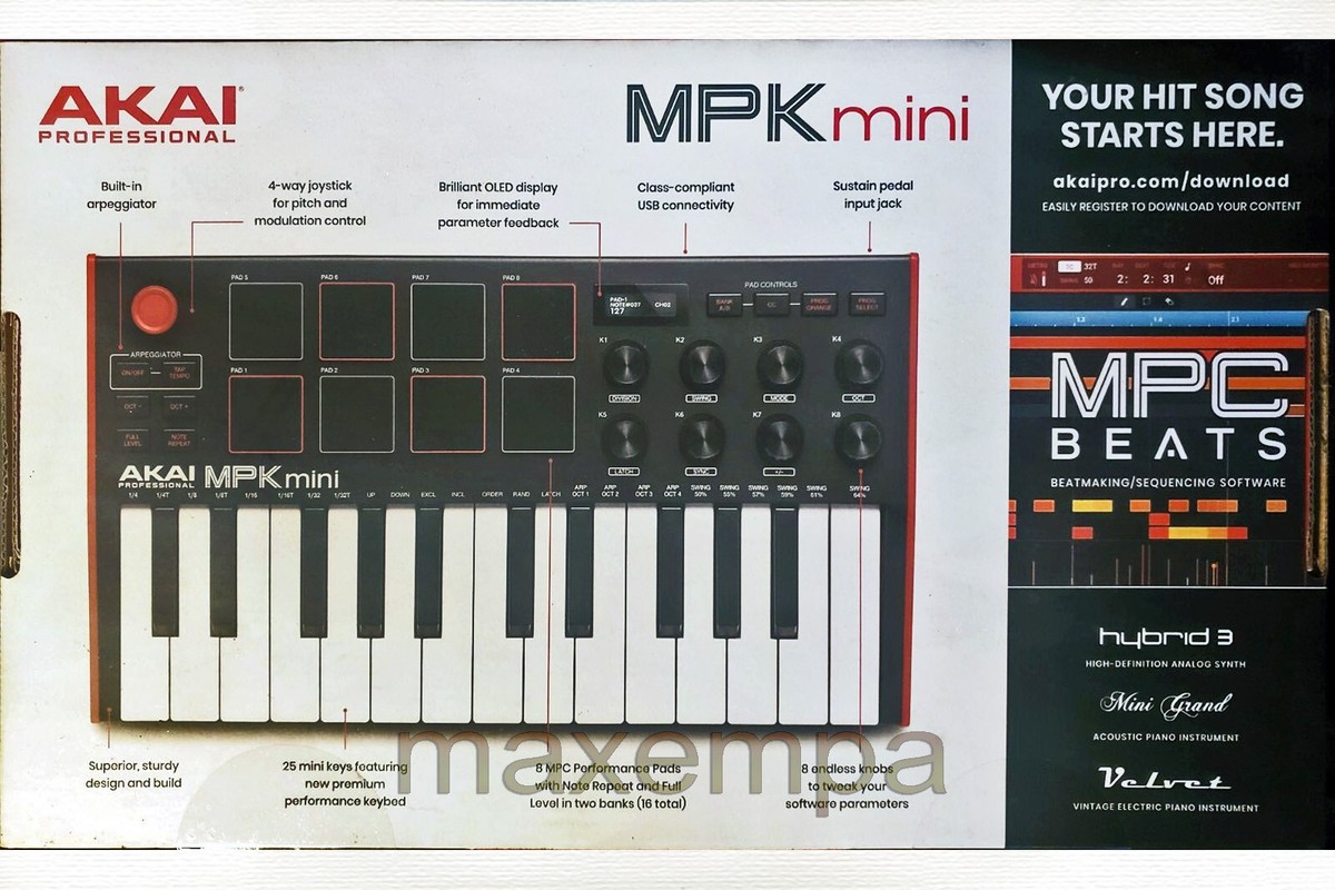 Akai MPK Mini MK3 25 Key Electronic Keyboard - Black/Red