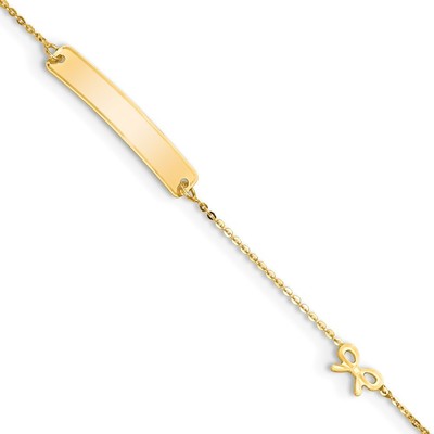 Echt 14kt Gelbgold poliert 5,5 Zoll Schleife Ausweis Kette Armband; 5,5 Zoll