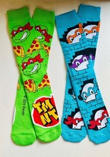 Teenage Mutant Ninja Turtles Cartoon Crew Socks 2 Pair Mens and Womens