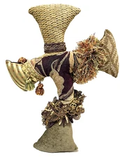 Plush Pillow Cross Decorative Multi Fabric Tapestry Tassels Fringe 19 x 14 In