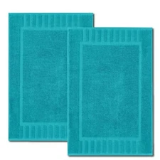 Bath Mat Floor Towel   Aqua - 100% Cotton 22x34 2 Pack Super Absorbent Bath Tub