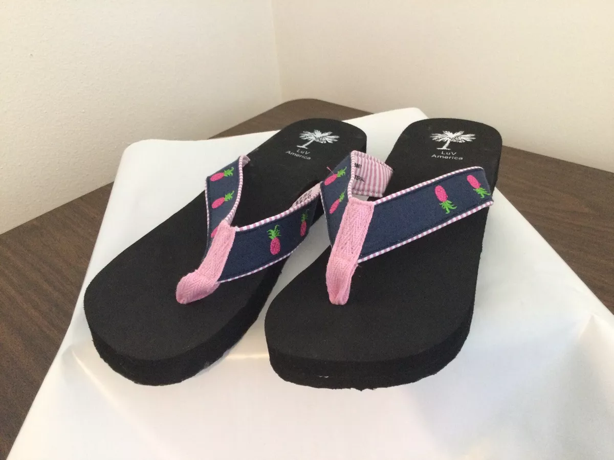 NEW Luv America Women s Pineapple Thong Flip Flops Size 11M eBay