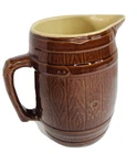 McCoy Pottery 88 oz Old Rustic Stoneware 8” Large Brown Barrel Pitcher
