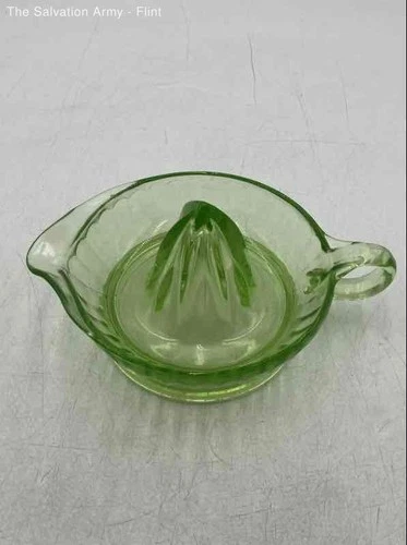 Green Depression Glass Uranium Glows Portable Juicer With Handle