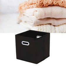 T- Fabric Cube Organizer Black Dual Handles Foldable Storage Bins Baskets For