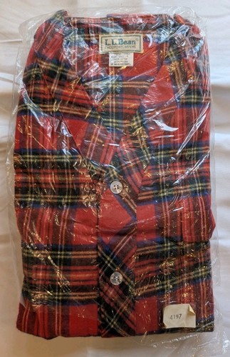 Brand New Vintage LL Bean Women's Medium Red Plaid Flannel Night Shirt - USA - Picture 4 of 13